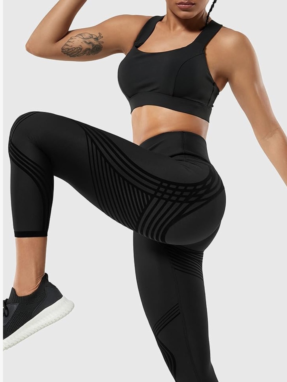 Fanka High Waisted Pants 7/8 Length Reversible Wear Body Sculpt Compression - Picture 11 of 16